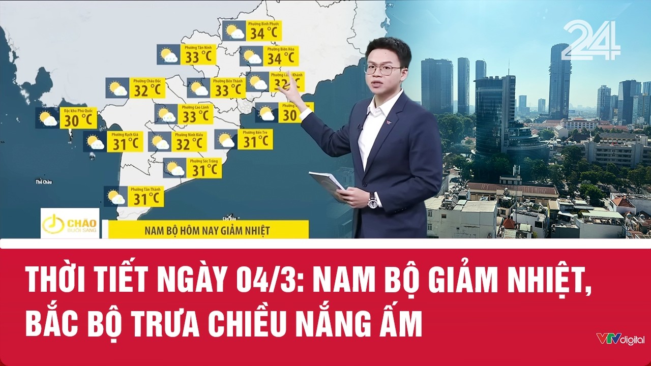 Thời tiết ngày 04/3: Nam Bộ giảm nhiệt, Bắc Bộ trưa chiều nắng ấm | VTV24