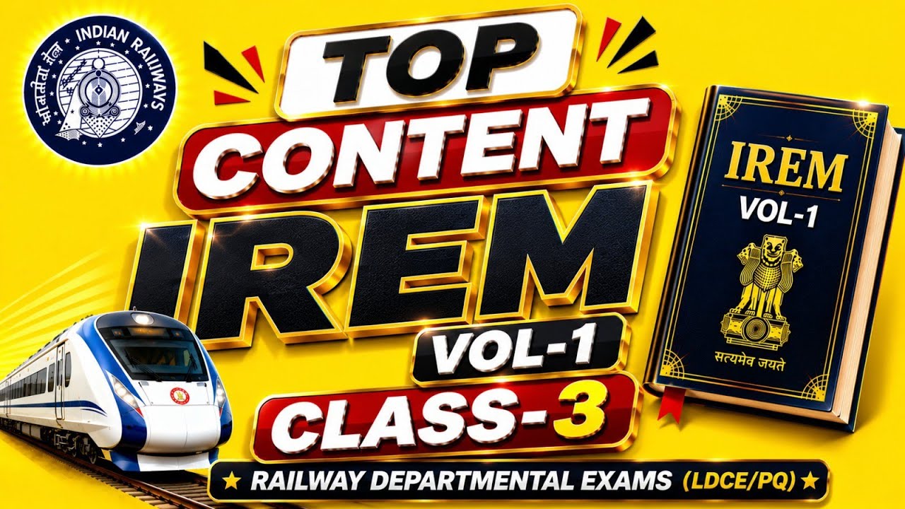 IREM Vol - 1 !! Class - 3 !! Railway Departmental Exam (LDCE/PQ) !! By R.V. Sir