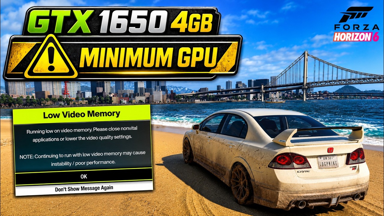 GTX 1650 4GB in Forza Horizon 6 &mdash; 4GB VRAM Pushed to Its Limits