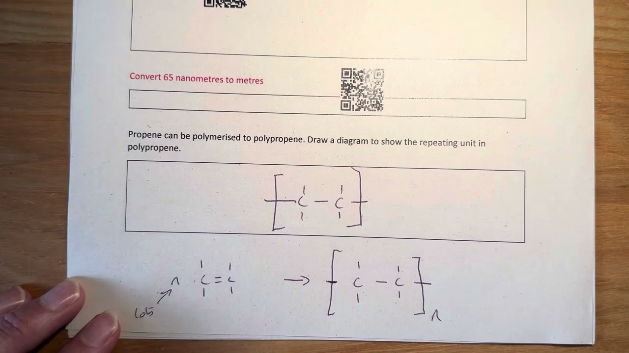 2024 Revision chemistry- addition polymerisation draw a repeating unit of polypropene