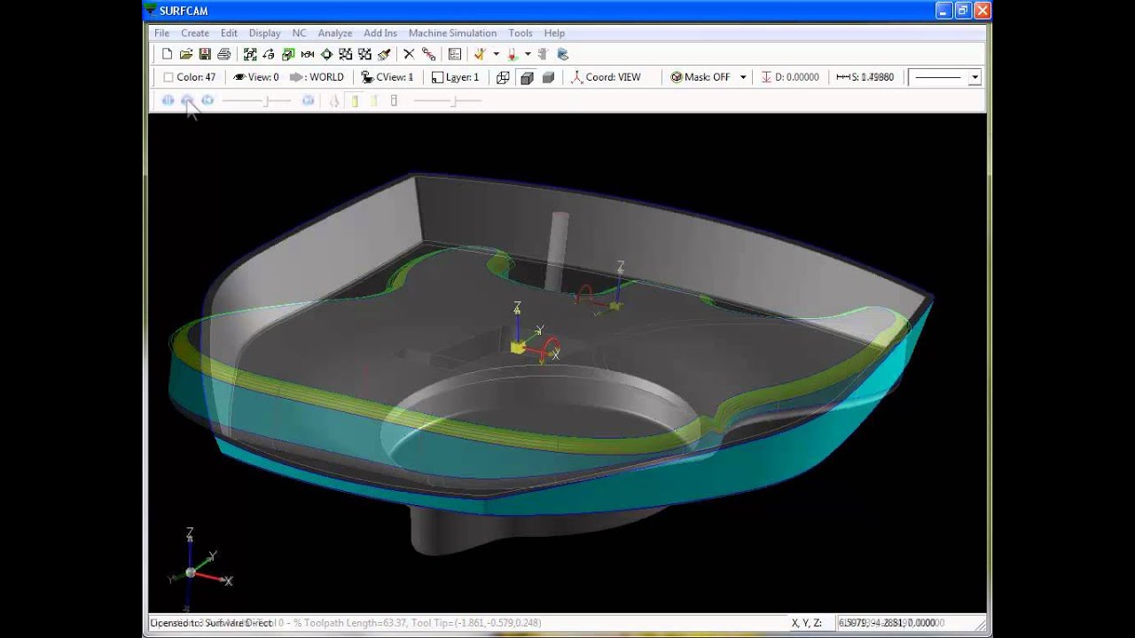 SURFCAM Tutorial - 3-Axis Multi-Cut: Spiral and Undercut
