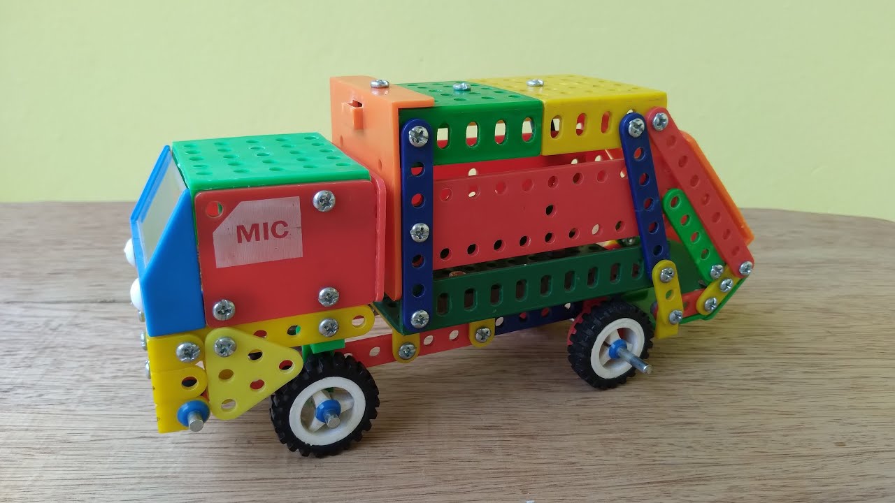 Hướng dẫn lắp XE RÁC từ bộ lắp ghép mô hình kĩ thuật lớp 5 (2 bộ). | TRASH CAR assembly|.