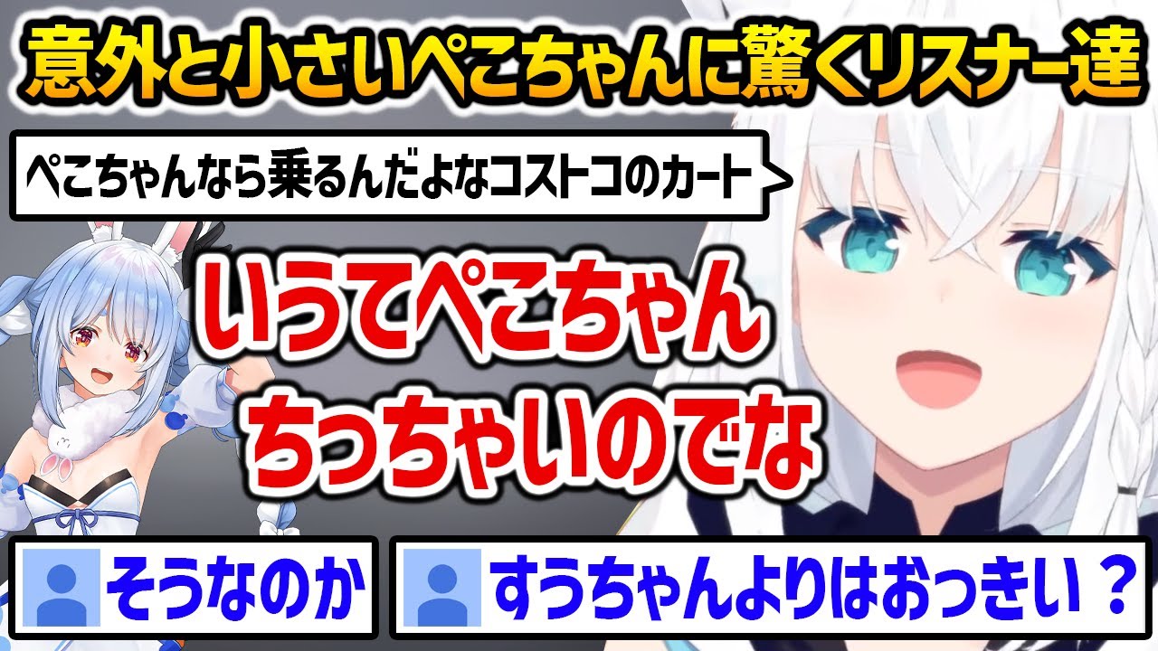 意外と小さいぺこちゃんに驚く視聴者達【白上フブキ 兎田ぺこら ホロライブ】