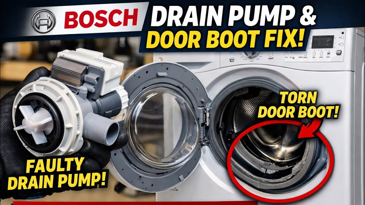 Ремонт стиральной машины Bosch WFMC3301UC/15 | Замена неисправного сливного насоса и уплотнительн...
