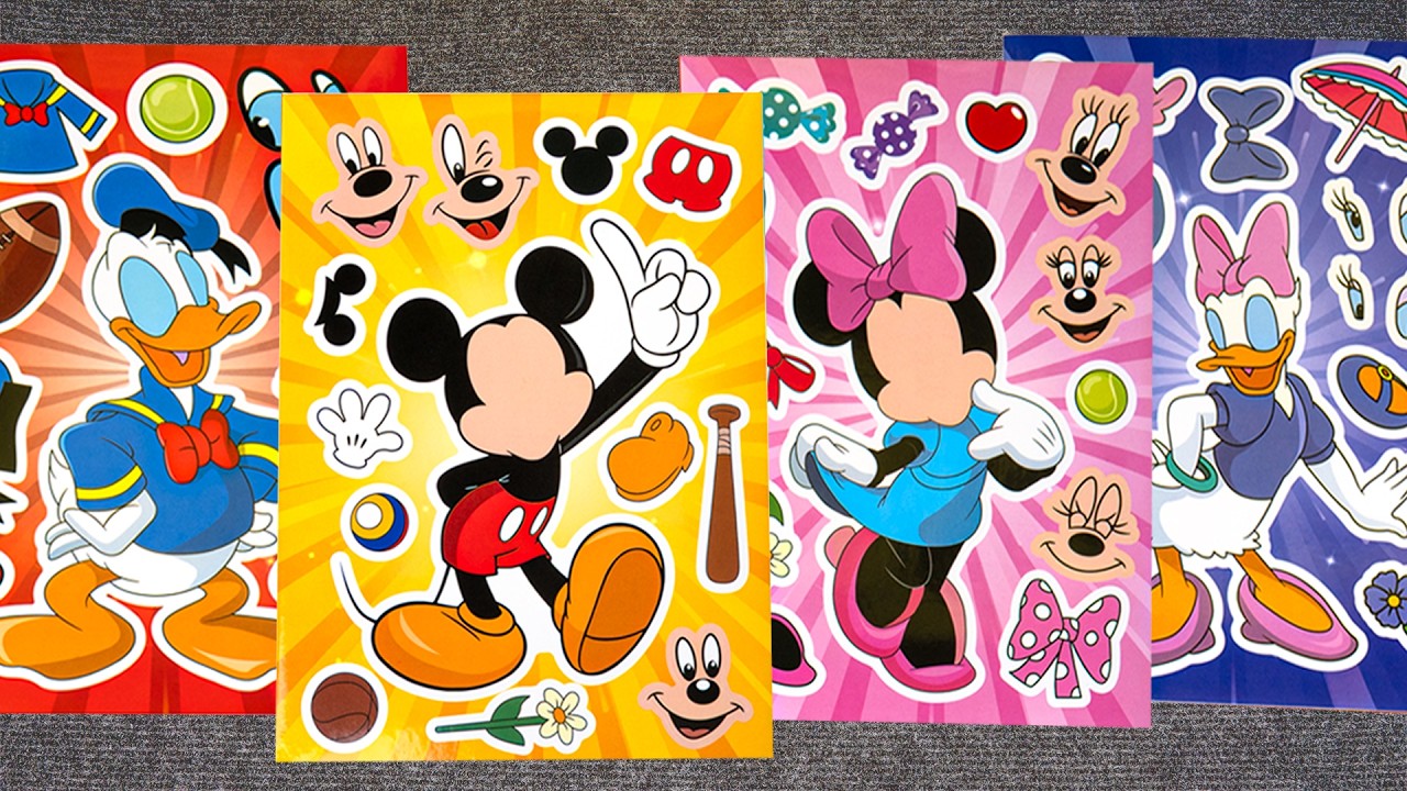 DISNEY MICKEY MOUSE Sticker Book w Minnie Mouse, Donald Duck & Goofy | ASMR Oddly Satisfying