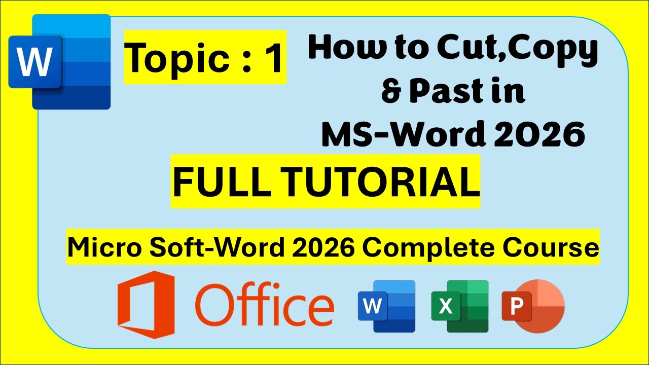 Topic 1 || How to Cut, Copy & Past In MS- Word 2026 || Full Tutorial