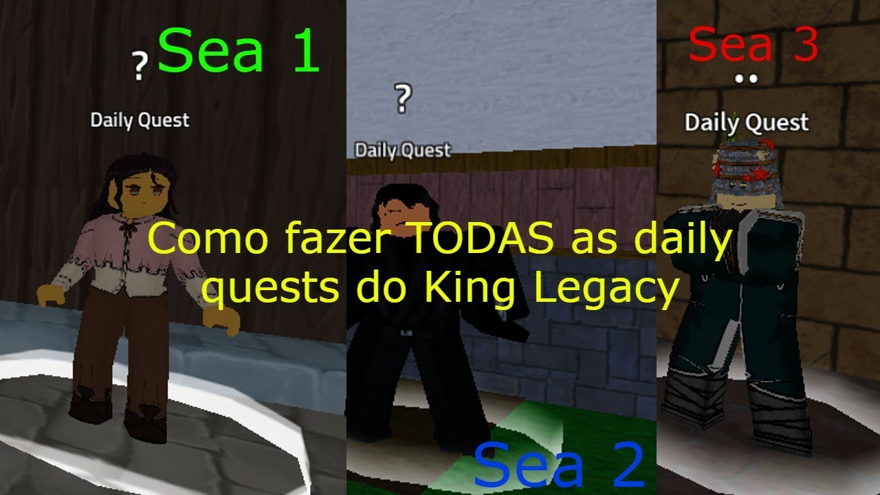 Ensinando como fazer TODAS as DAILY QUESTS do King Legacy (Sea 1 ,2 e 3)