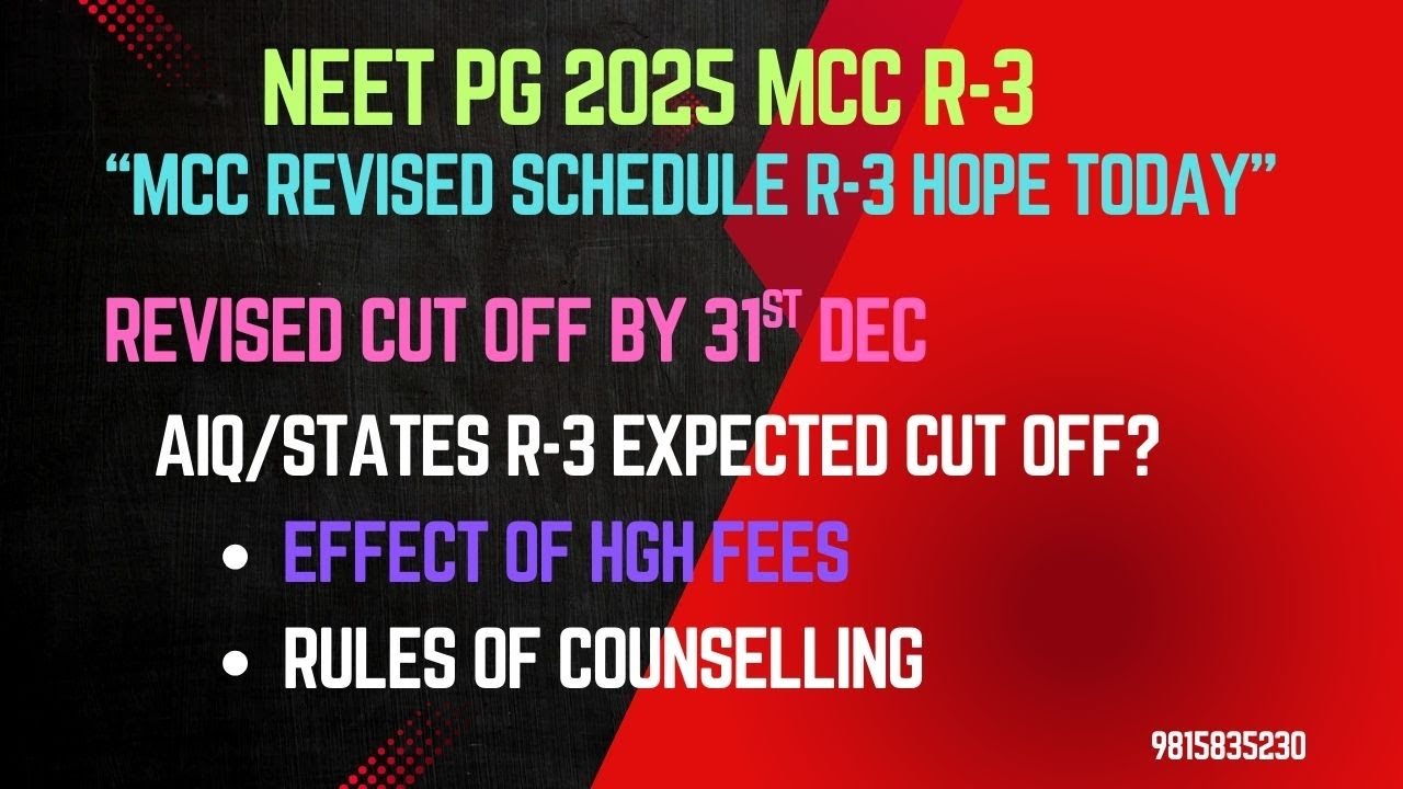 NEET PG 2025 Revised Schedule & Revised Cut Off Hope Today II Low Rank & Low Fees Seats#neetpg2025