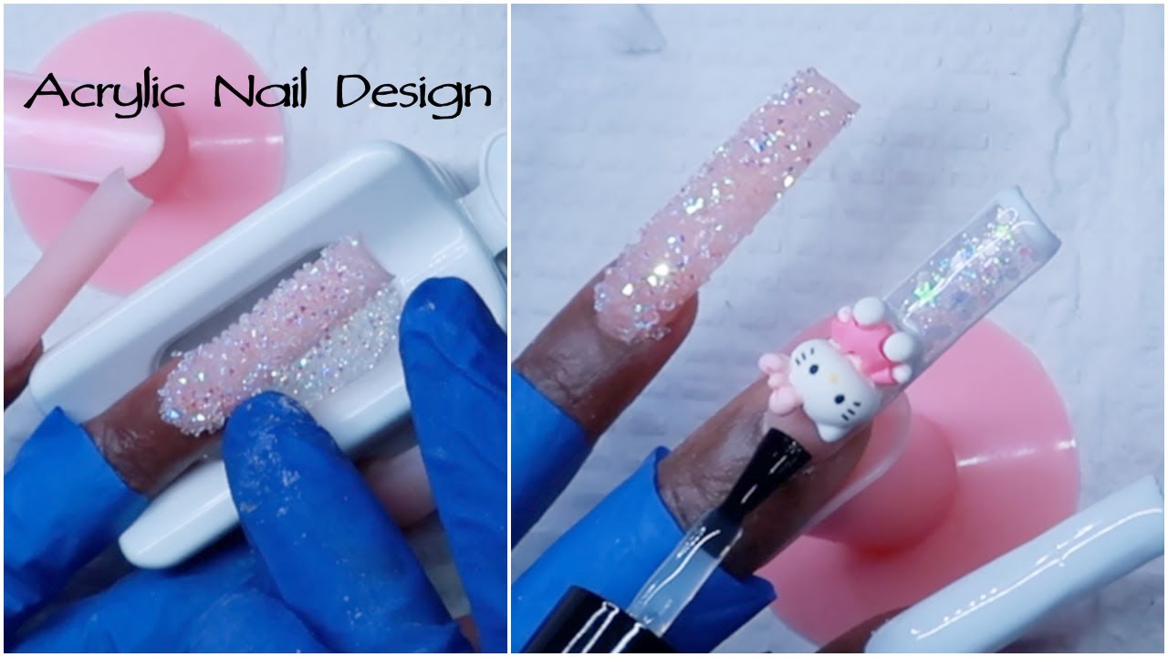 💓🌸WATCH ME DO MY OWN ACRYLIC NAILS WITH BLING 💎