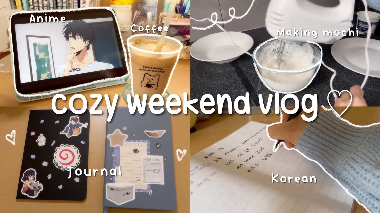Cozy weekend vlog ₊˚⊹⋆ haul, anime, coffee, silent vlog, making mochi, journal, Korean, workout,