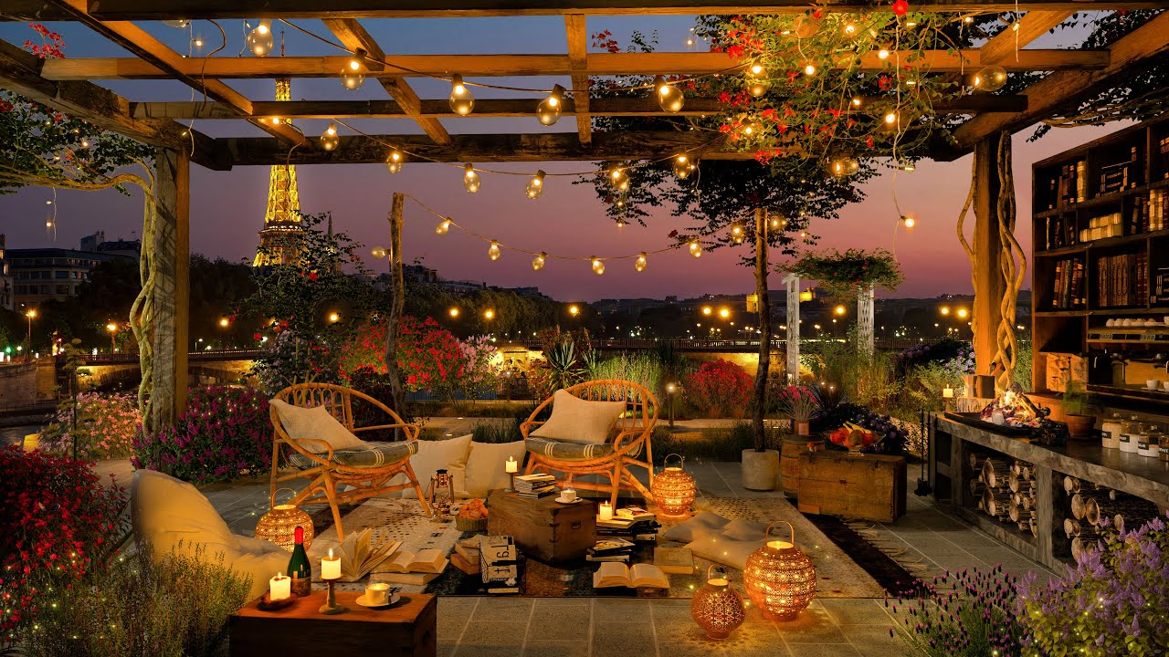 Experience Parisian Romance 🌆❤️ - 4K Cozy Ambience by the Fire with Smooth Jazz Music