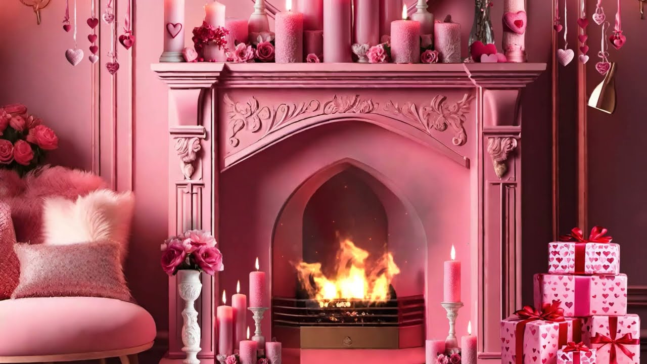 A Pink Valentine's Day Fireplace Ambience 🩷