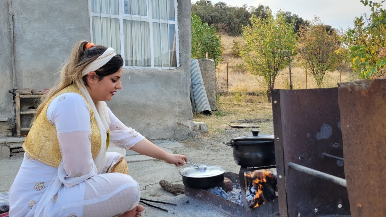 Mix of cooking lamb in the village of Iran | Iran village life