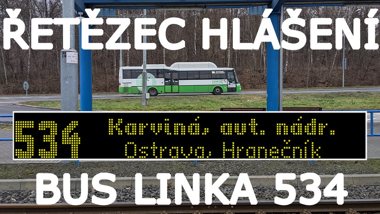 Řetězec hlášení linky 534 BUS ODIS • 3CSAD.CZ