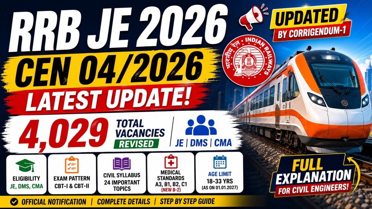 RRB JE 2026 CEN 04/2026 - 4,029 Posts | Eligibility, Salary & CBT 1 & 2 #RRBJE2026 #RRBJE #CEN042026