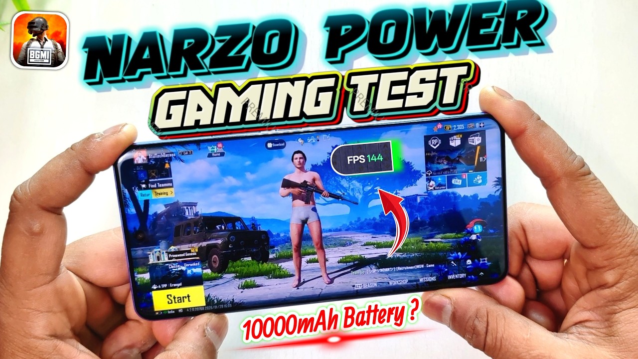 realme NARZO Power PUBG (BGMI) Gaming Test 144 FPS & Gyro Test | Reality Of 10000mAh Battery