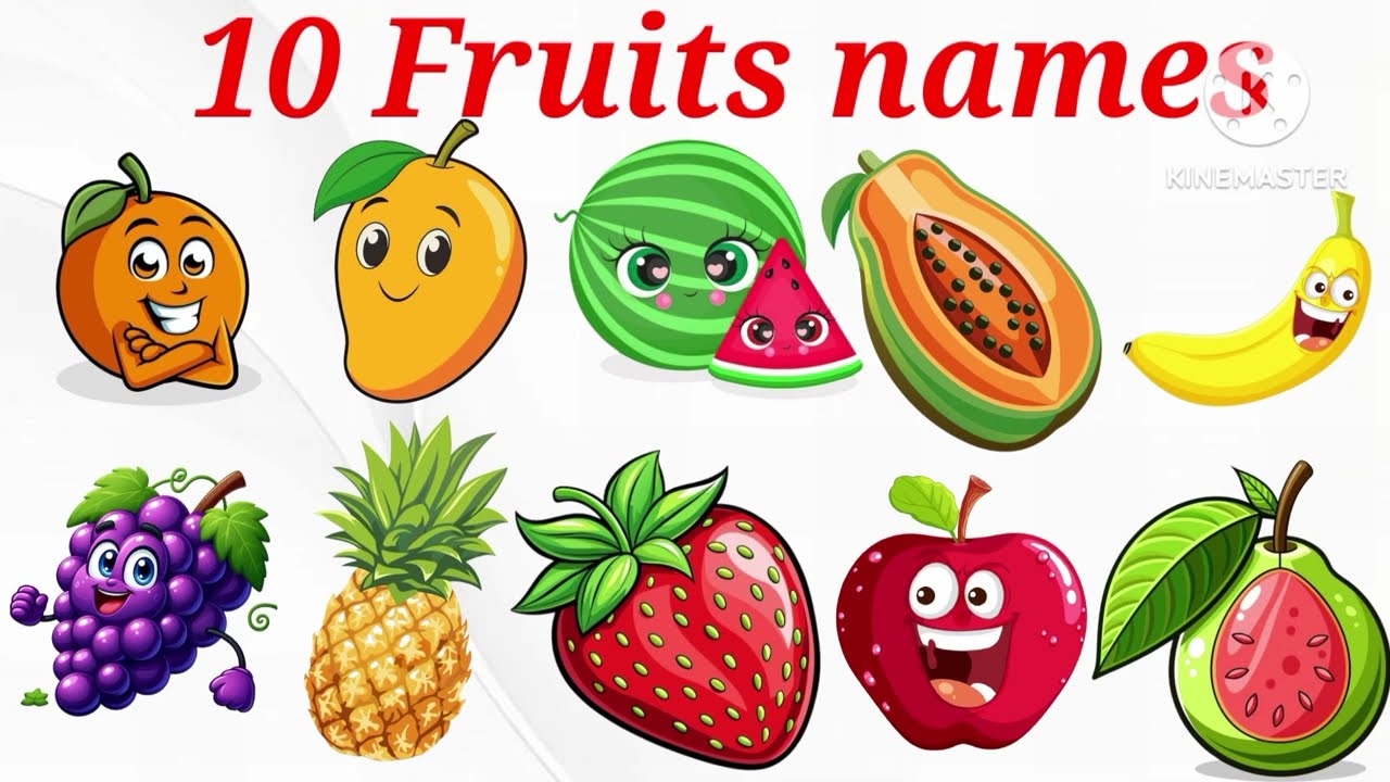 10 Fruits Names /  Fruit names with pictures / Nursery rhymes / Niee Learning School