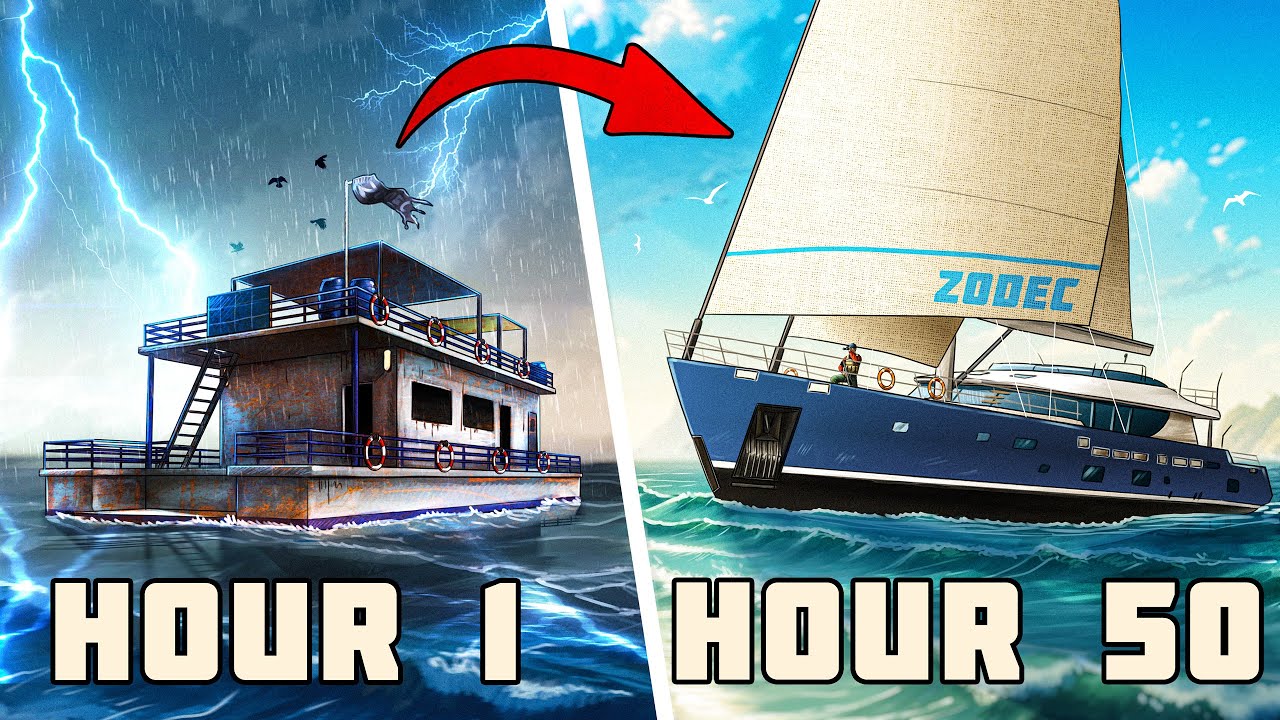 I Survived for 50 Hours in a MOVING BOAT BASE! - DayZ
