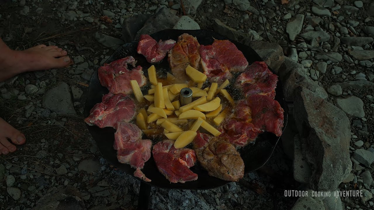 Delicious Romanian Pork Neck Cooked at Disc. ASMR
