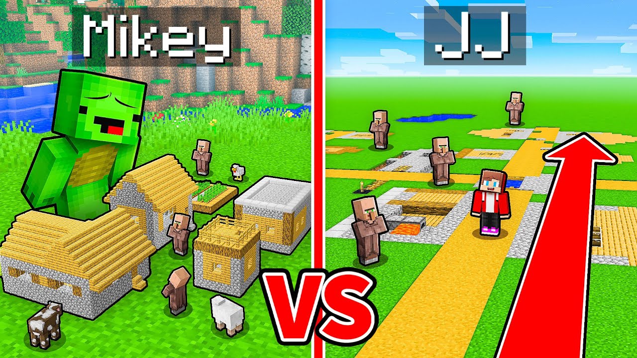 Майки против Джей-Джея: битва за выживание в нелегальной деревне в Minecraft (Maizen)
