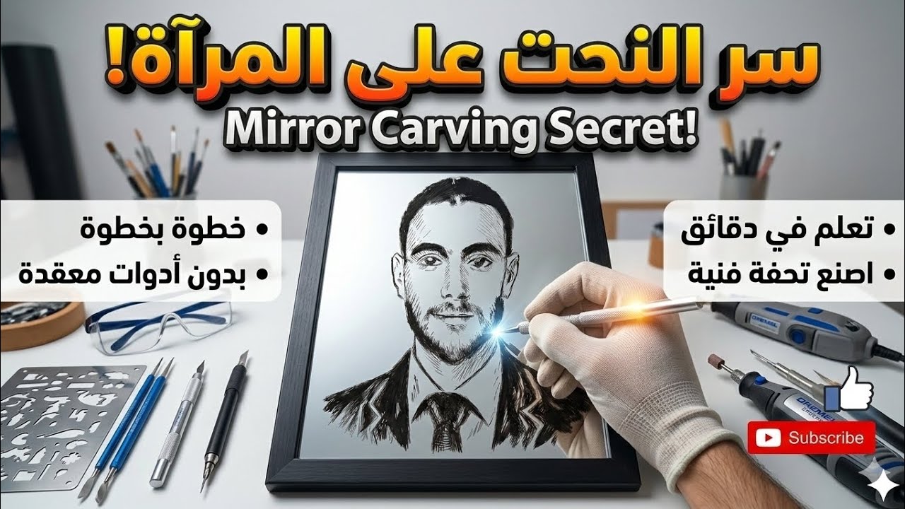 Mirror carving in an easy way - النحت على المرآة بطريقة سهلة 