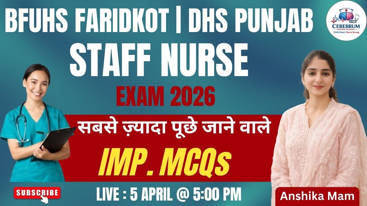 BFUHS || DHS STAFF NURSE EXAM 2026 | MOST REPEATED MCQs || By Anshika mam