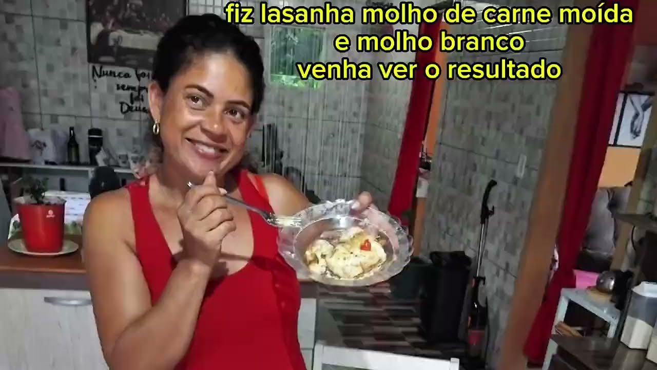 Fiz lasanha para o jantar + dobrei roupas cuidando da casa 