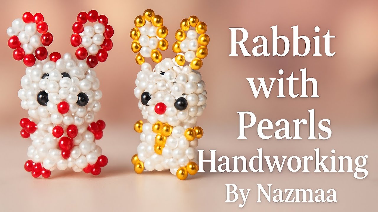 Rabbit 🐇 with pearls red and white 😍 | Handworking by nazmaa | like & subscribe 