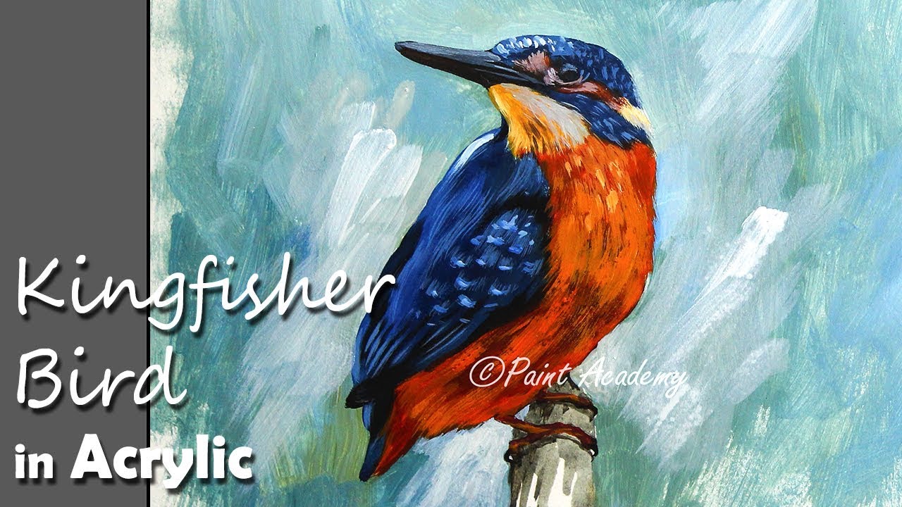 How to Paint Kingfisher Bird in Acrylic