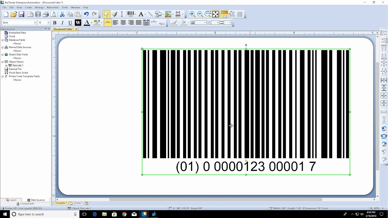 Working with Barcode Objects in BarTender