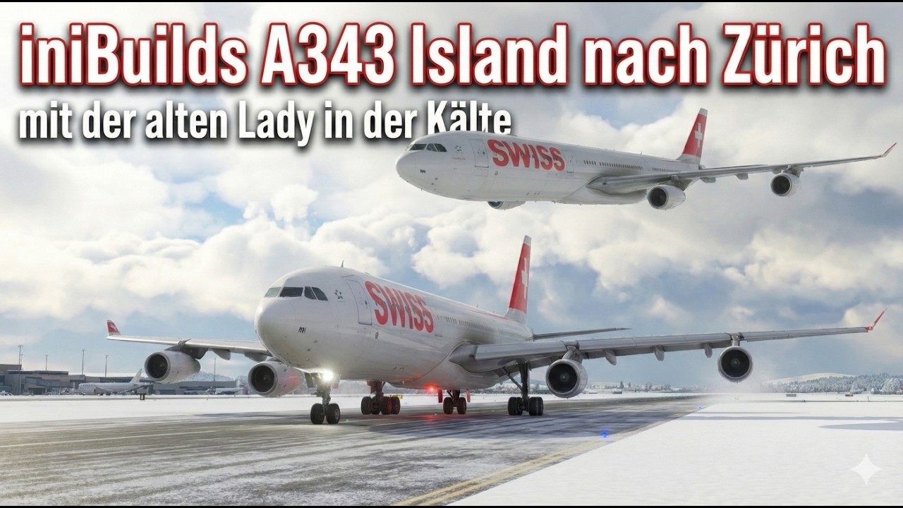 Swiss A340-300: Winter-Challenge von Island nach Zürich | iniBuilds A343