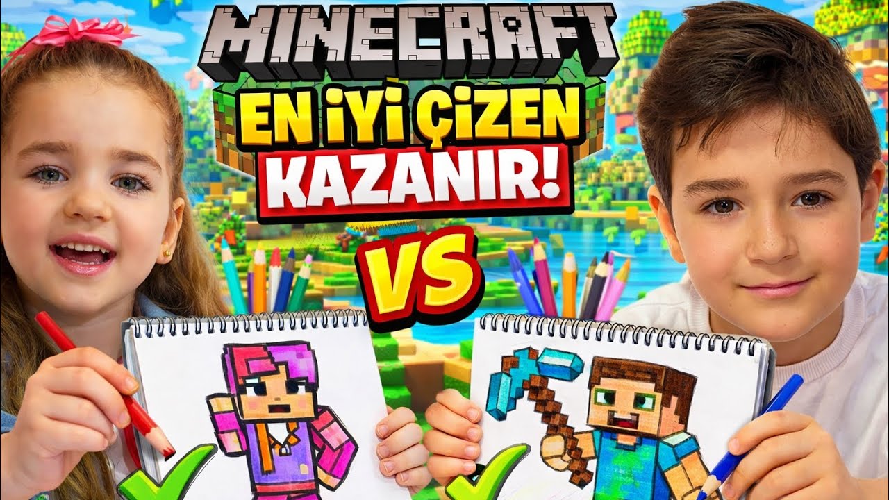MINECRAFT EN İYİ ÇİZEN KAZANIR‼️YARIŞIN SONU ÇOK KÖTÜ BİTTİ😱😨😰‼️Eğlenceli çocuk videosu