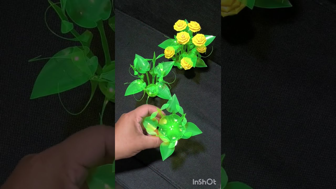 Rose flower with leaves original version diy plastic bottle craft best out of waste