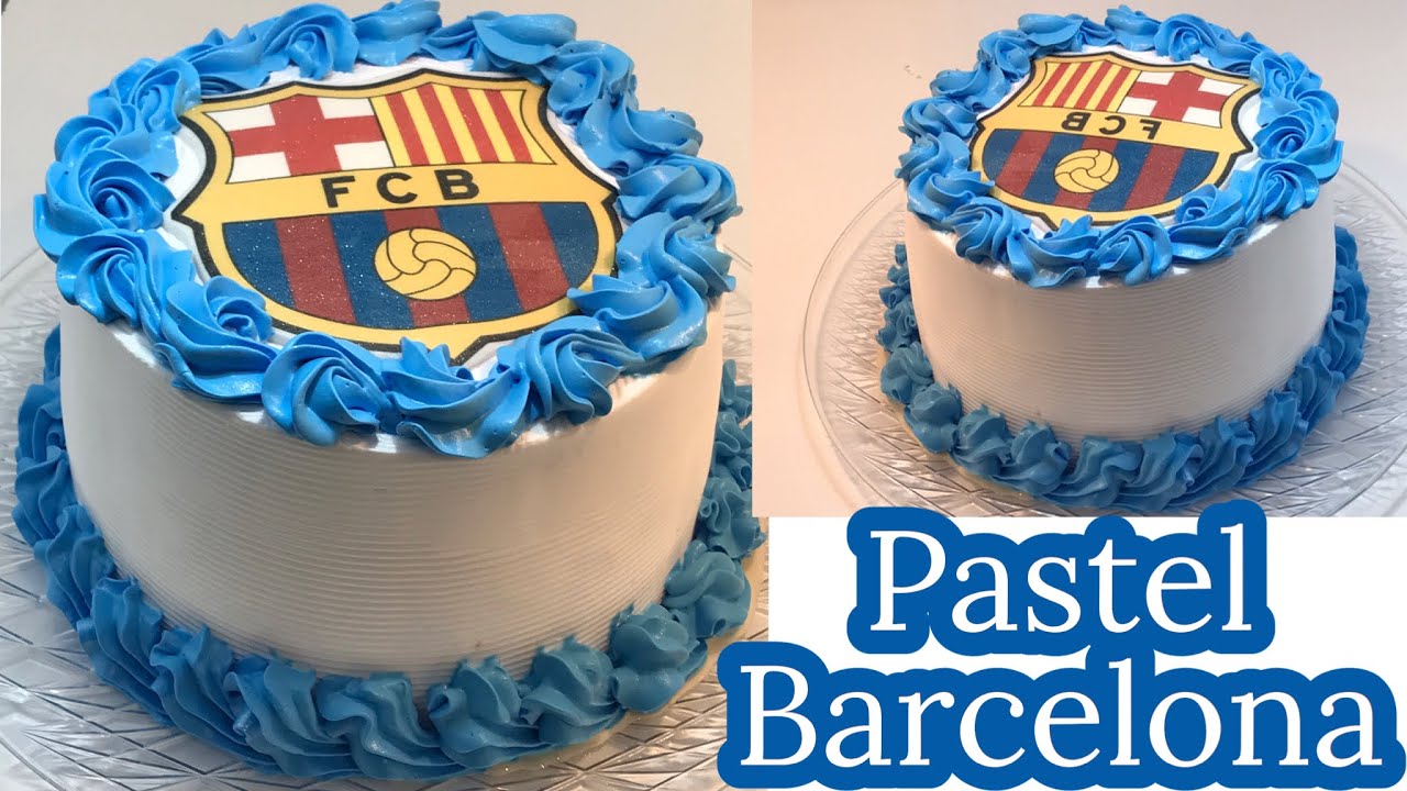 PASTEL de fútbol CLUB BARCELONA  DISEÑO COMESTIBLE en papel arroz