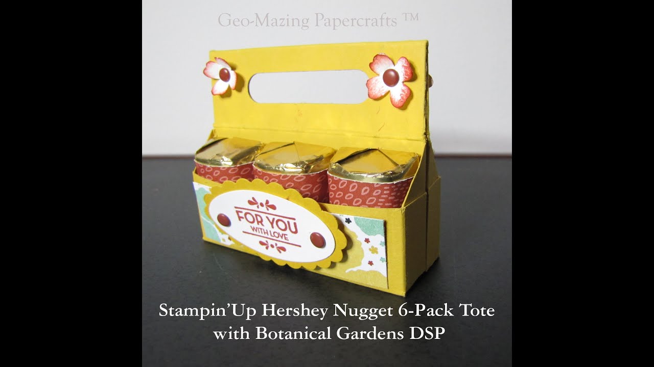 Stampin'Up Hershey Nugget 6 pack Tote with Botanical Gardens DSP