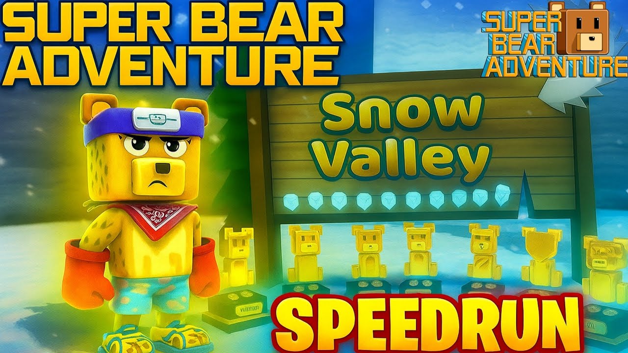Getting every Diamond Medals in Snow Valley Super Bear Adventure Gameplay Walkthrough 