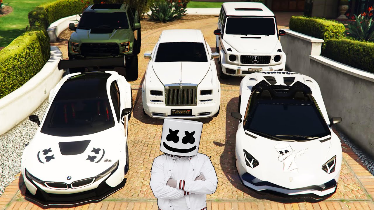 GTA 5 - Stealing Marshmello's Luxury Cars With Michael! | (Real Life Cars#37)