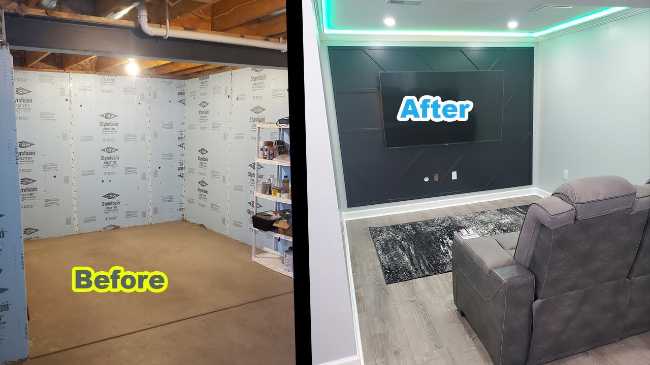 Finishing a Basement From Scratch! Full Renovation in 8 min!