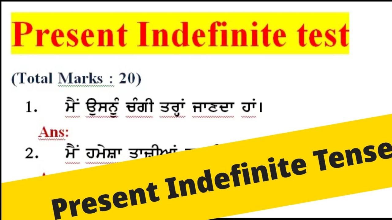 Present Indefinite Tense in Punjabi (Test)