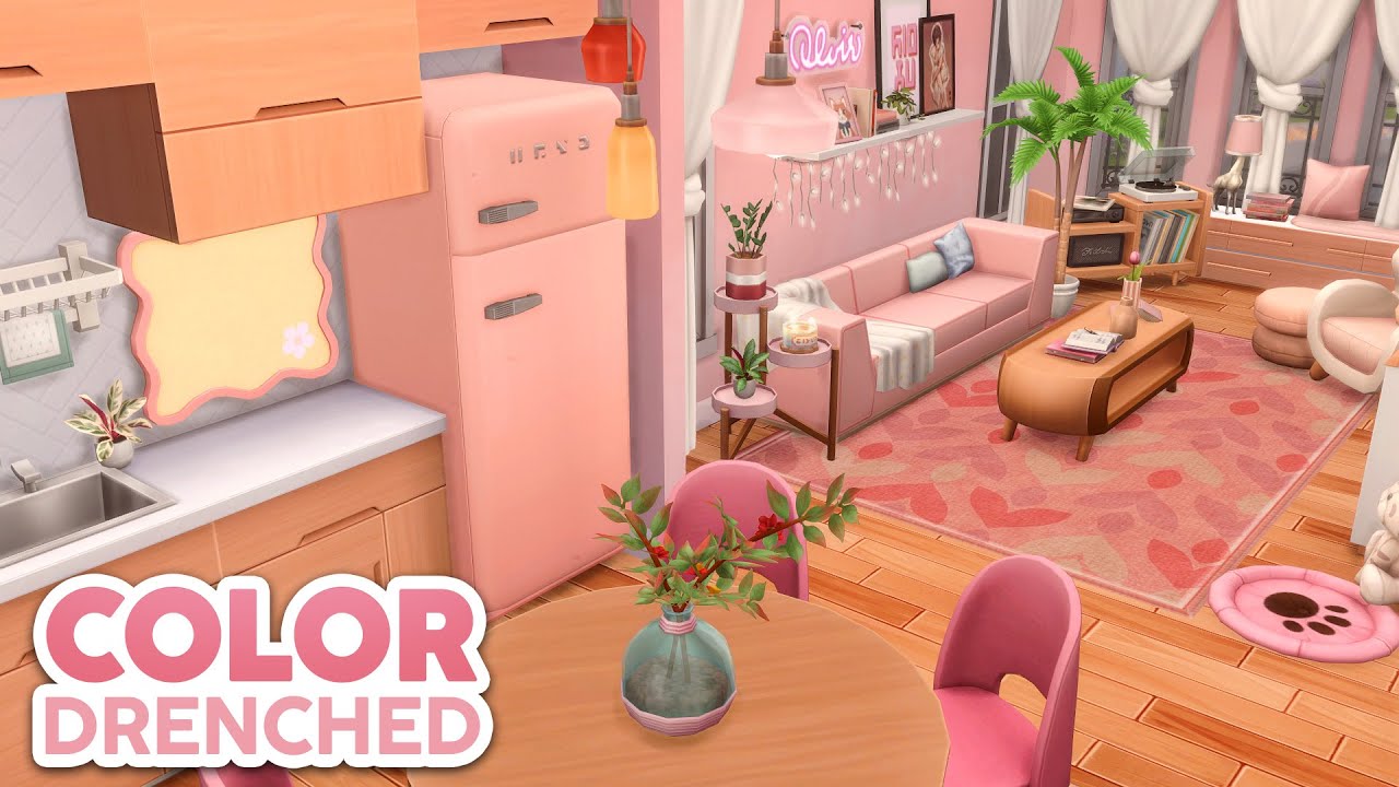 Pink Color-Drenched Apartment // The Sims 4 Speed Build: Apartment Renovation