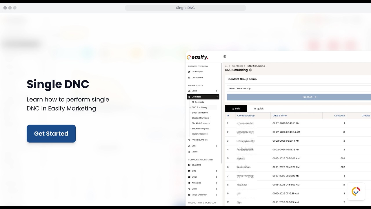 Single Contact DNC Check | Easify Marketing | Tutorial