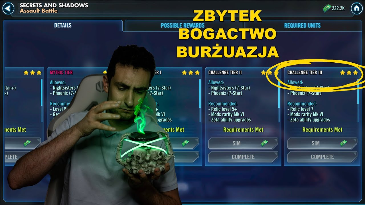 Poradnik jak zrobić Secrets and Shadows Assault Battle CT3 - OG Nightsisters - SWGOH PL