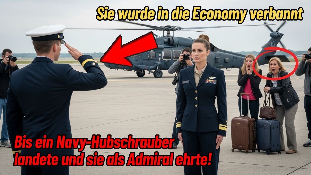 Sie wurde in die Economy verbannt – bis ein Navy-Hubschrauber landete und sie als Admiral ehrte!