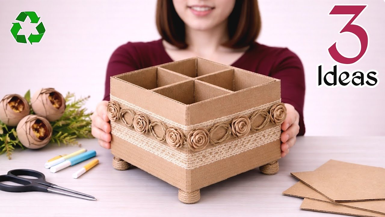 3 CREATIVE Cardboard Ideas ! From Waste to Useful! ♻️ ✨