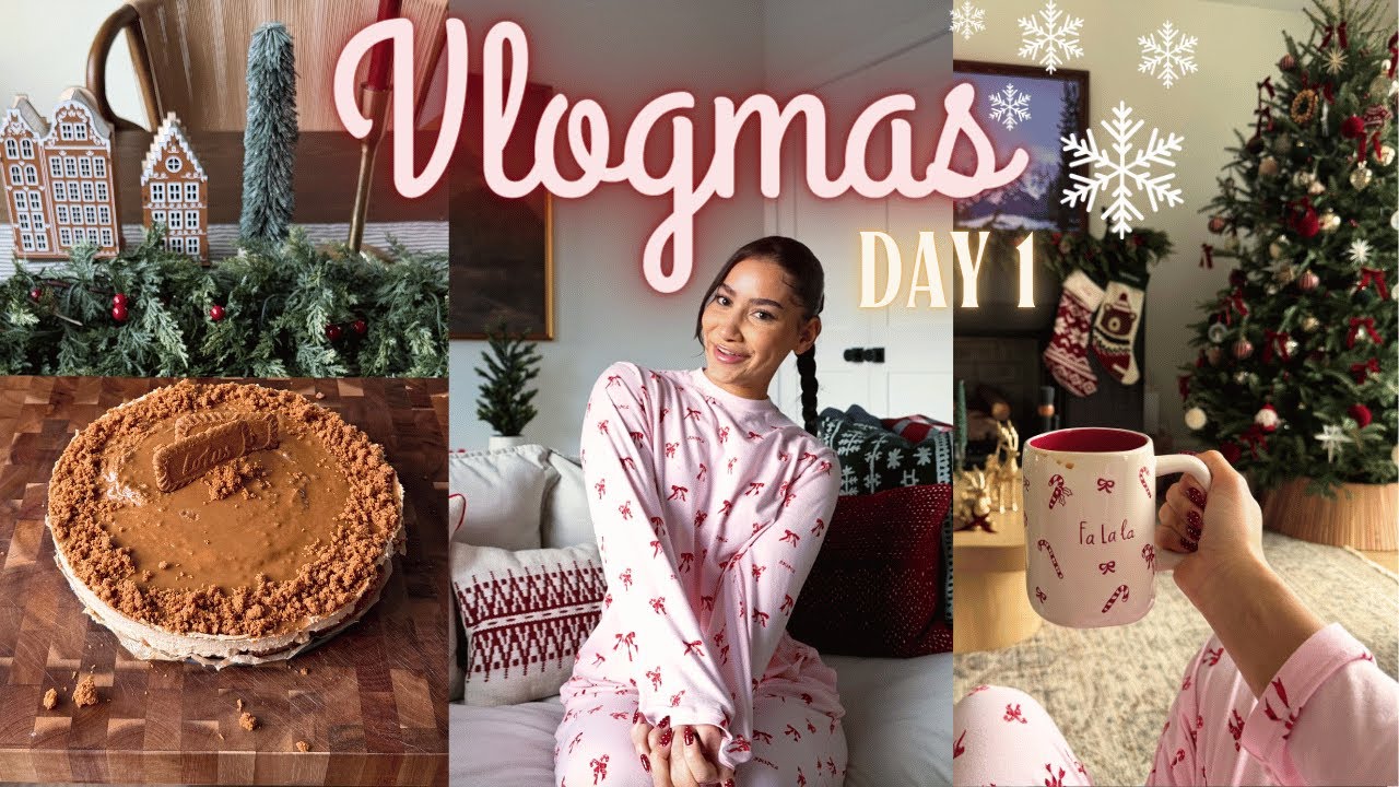 VLOGMAS Day 1 ❆ chill day, december update, I made a biscoff cheesecake