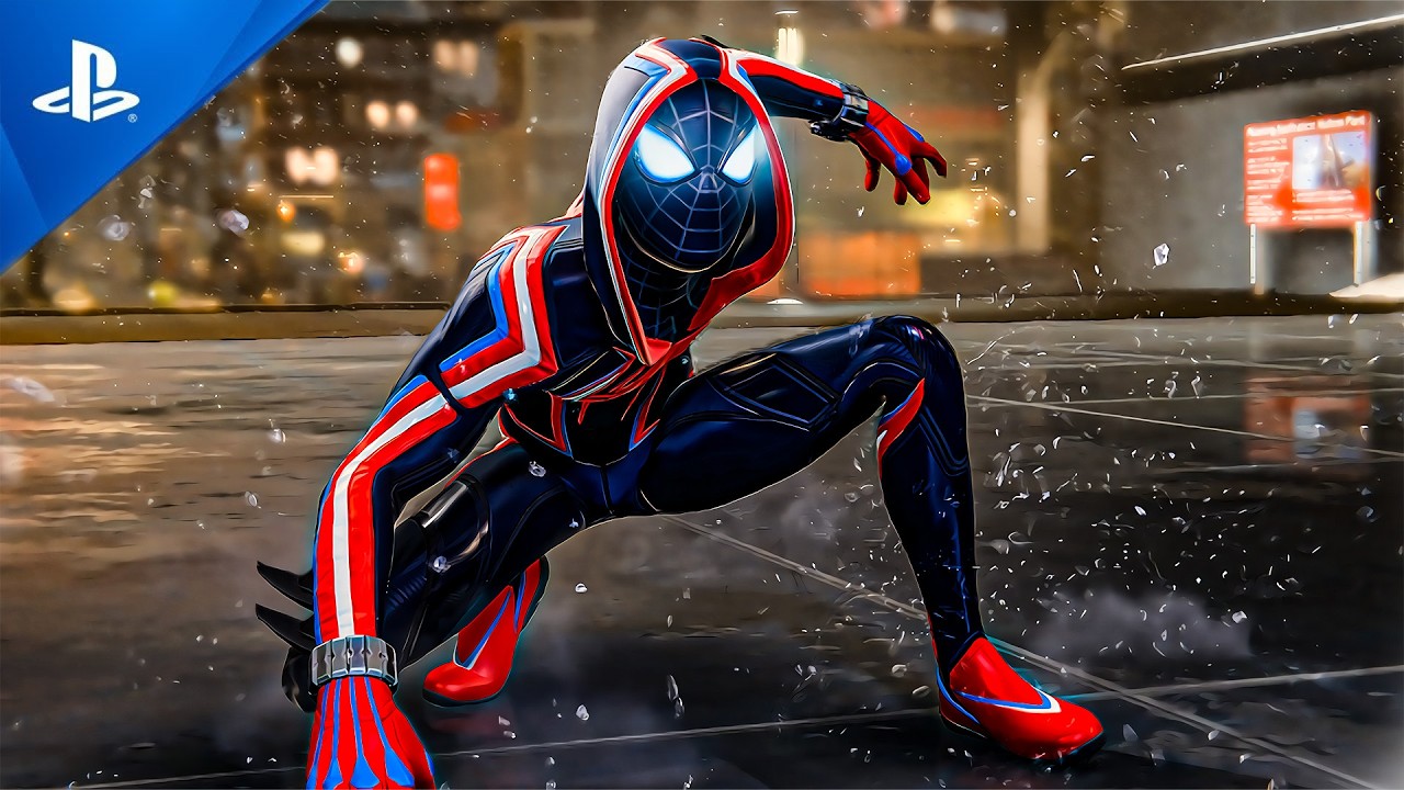 SPIDER MAN MILES MORALES ULTIMATE FUTURE 2099 SUIT VS PHIN BOSS 4K ULTRA HD 60 FPS