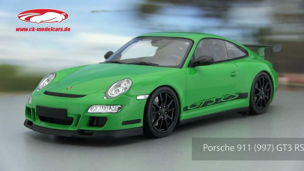 ck-modelcars-video: Porsche 911 (997) GT3 RS Baujahr 2007 gr&uuml;n 118 Minichamps