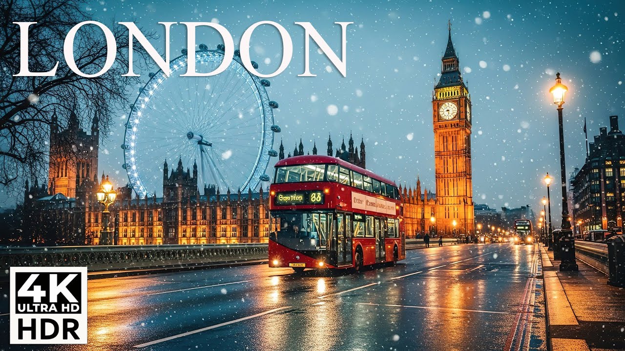 [4K] Christmas Magic in London 🎄 Christmas Songs Bossa Nova Cover 🎁 Relaxing Music For Work, Study