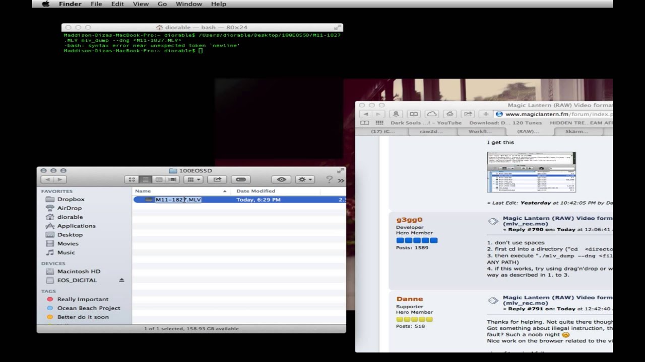 Converting Magic Lantern MLV files to RAW [FAIL]