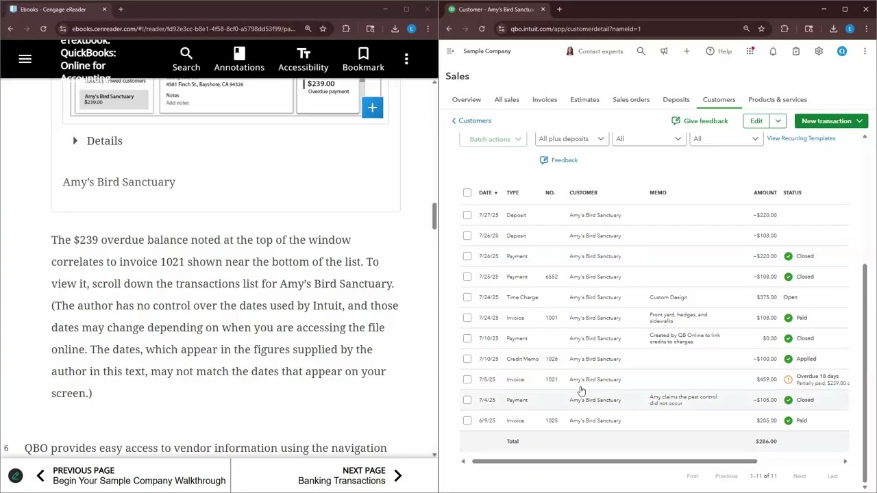 QuickBooks Online Tutorial (Cengage) | Accounting 2026 Chapter 1 Sample Company